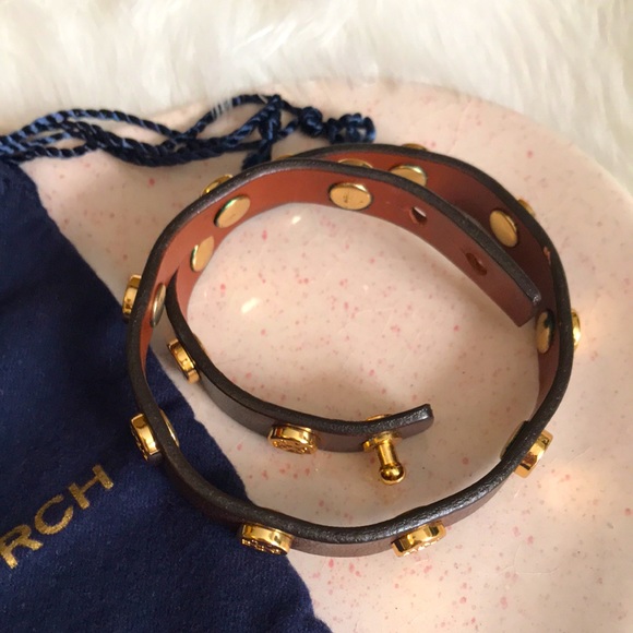Tory Burch Double Wrap Leather Bracelet Brown & Gold. - Picture 5 of 8